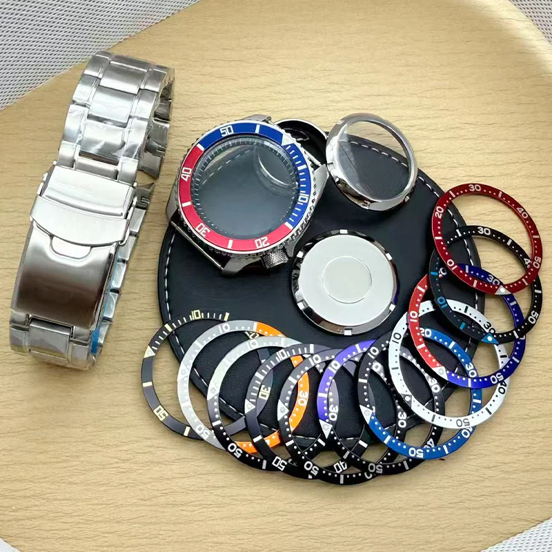 

42mm SKX007 Flat Sapphire Crystal Glass Watch Case Transparent Back Cover Fits NH35 NH36 4R35 7S Movement Men's Dive Watch Cases