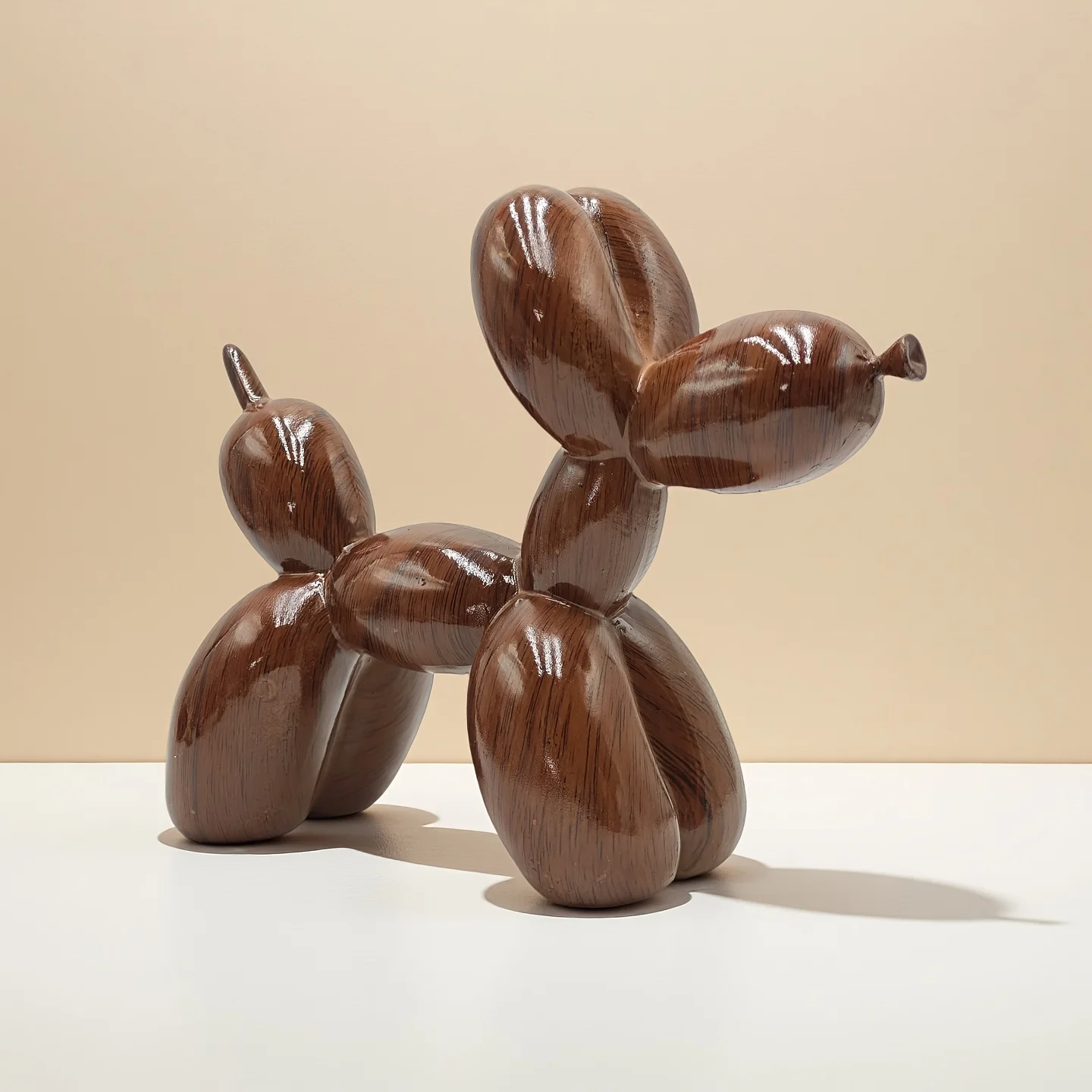 

1pc Retro Wood Grain Balloon Dog Statue, Christmas Home Decor Resin Sculpture for Indoor/Outdoor Display and Halloween Scenes