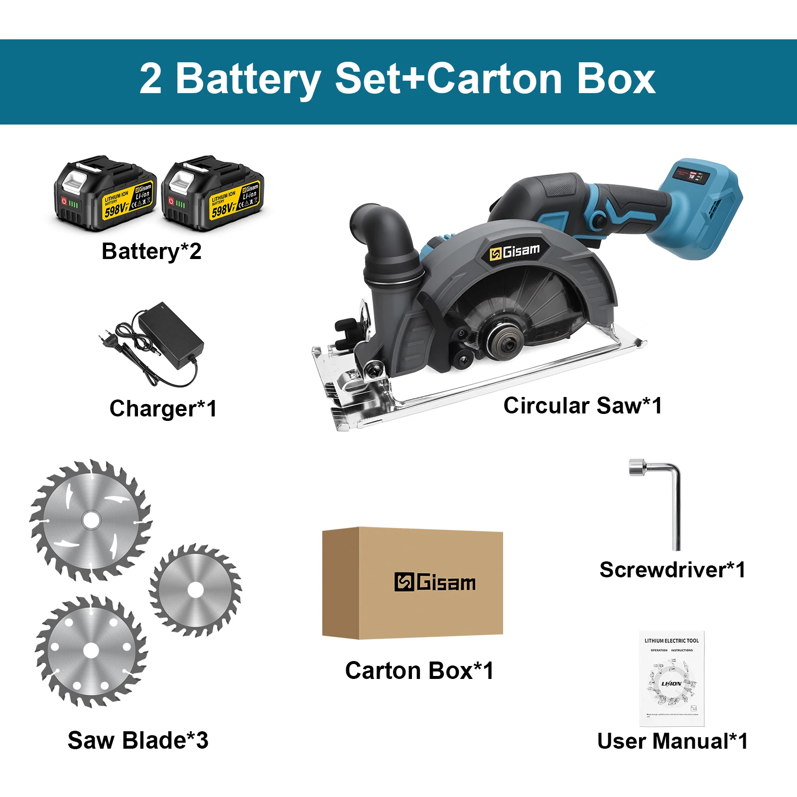 Gisam 165mm borstelloze elektrische cirkelzaag 10000 RPM draadloos verstelbare hoek houtbewerking elektrisch gereedschap voor Makita 18v batterijpennen