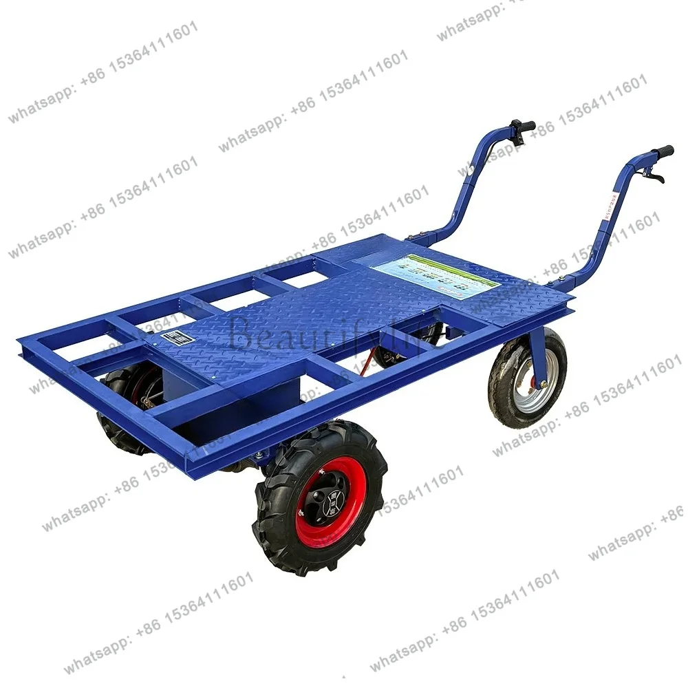 Multifunctional heavy-duty electric four-wheel push truck, Jigong flatbed truck, load 1 ton