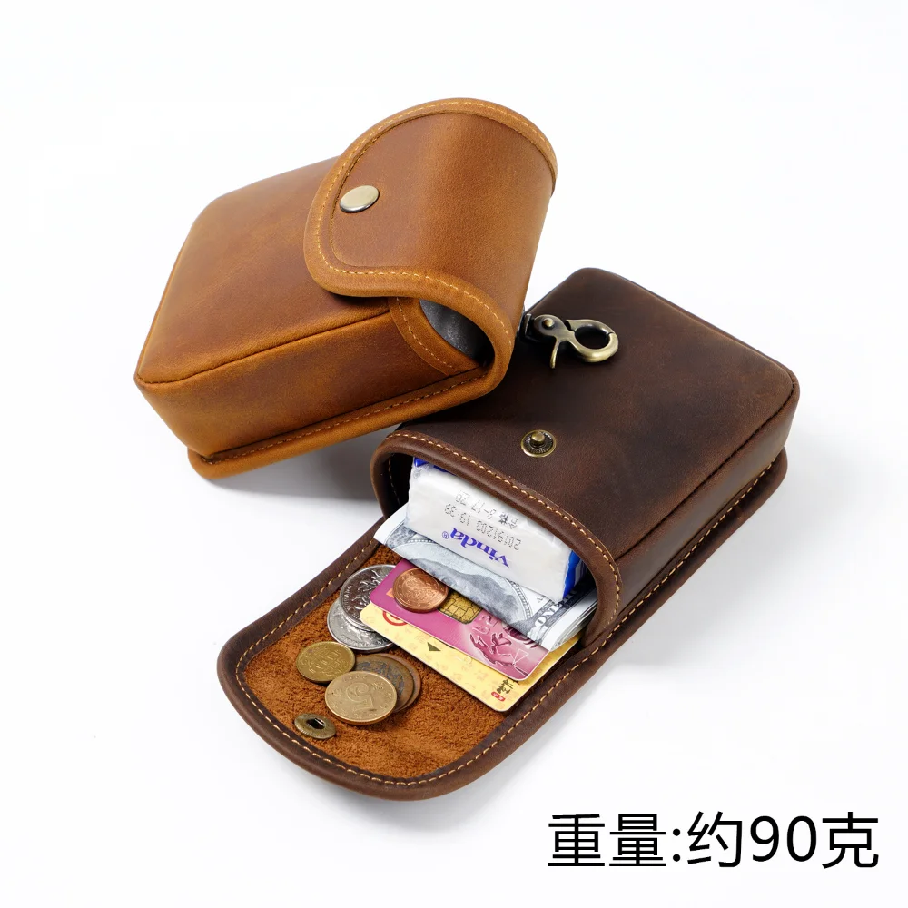 

Мини-винтажная поясная сумка из натуральной кожи с лошадью, мужской держатель для карт, дорожные сумки для денег, мужская модная маленькая сумка, кошелек для монет