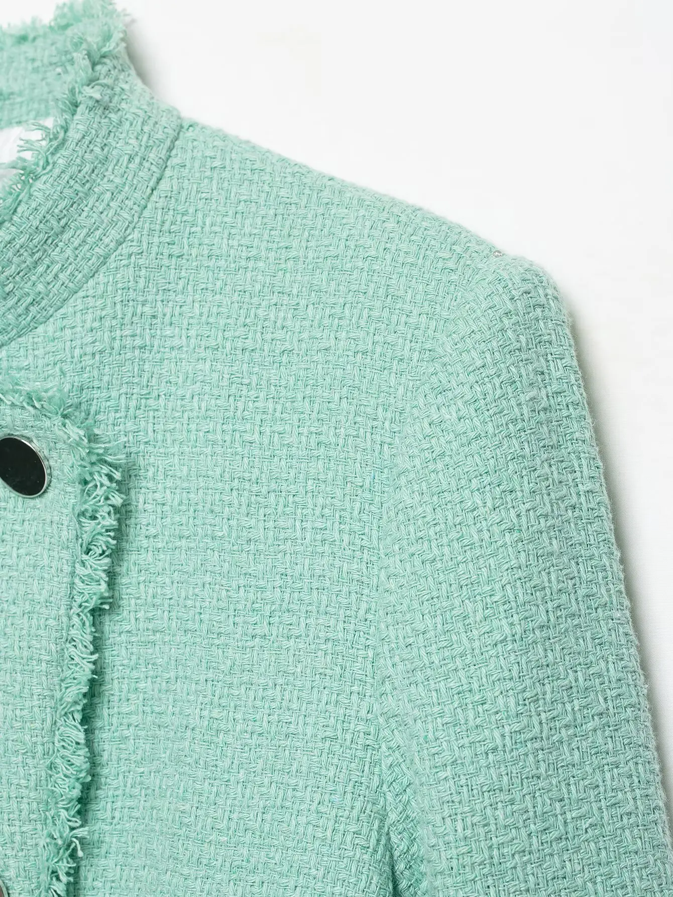 TFMLN Modische Damenjacke mit Rundhalsausschnitt, Asymmetrisch, Einreihig, Schlank Geschnitten, Lange Ärmel, Kurzer Mantel, Schick, Herbst 2026 Neu – Detail 8