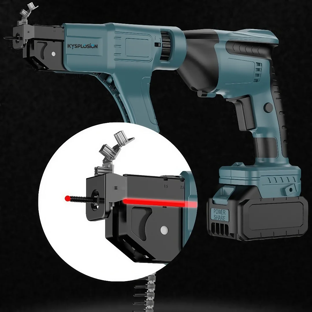 For Makita 18V Battery 5-Speed Automatic Chain Screw Brushless Nail Gun, Cordless Drywall Installation Tool For Woodworking