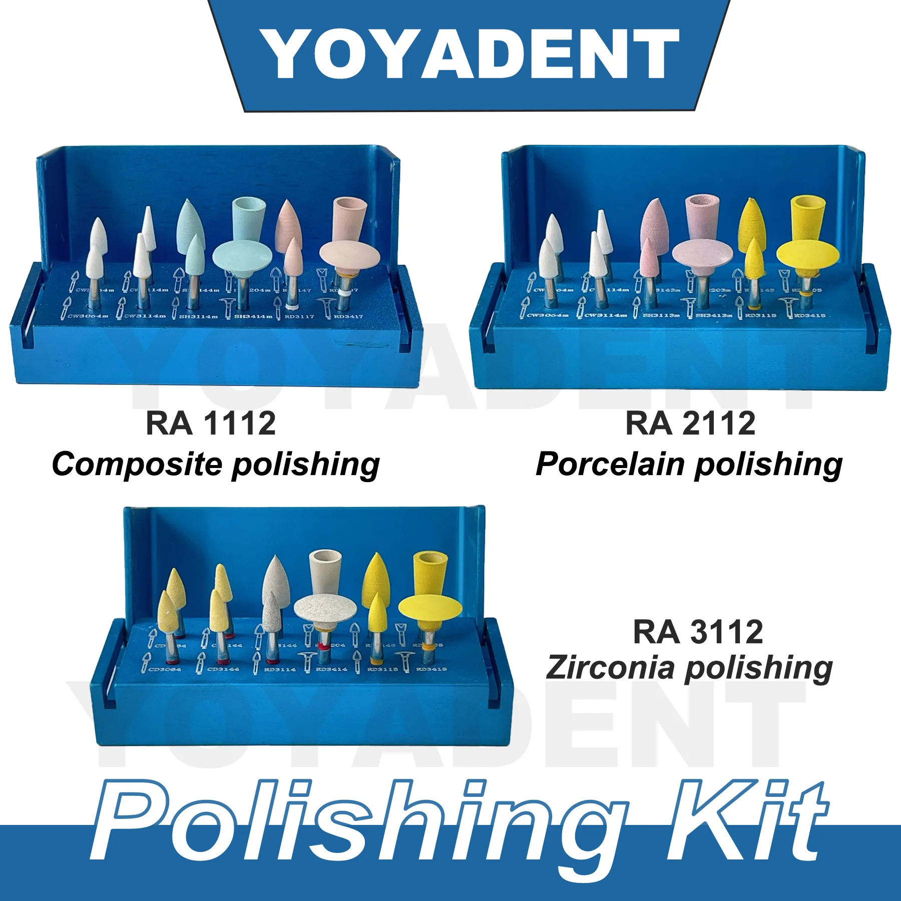 

Dental Polishing Kit RA3112,RA1112,RA2112 Suitable for Resin Ceramic Zirconia Dentistry Polishing For Low Speed Handpiece