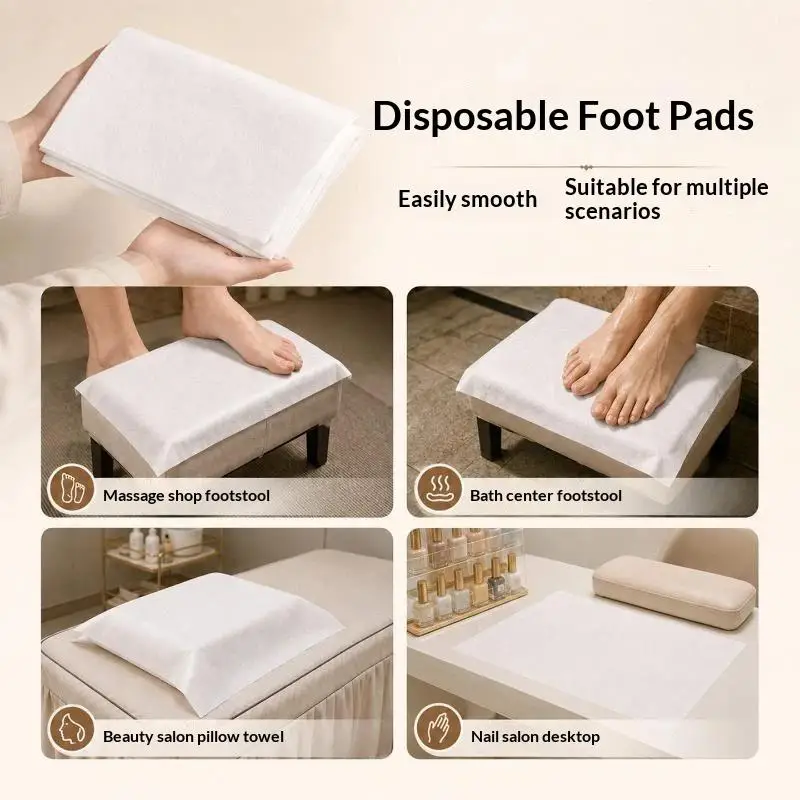 100Pcs Disposable Woven Fabric Pillow Towel – Soft, Skin-friendly, Hygienic, Convenient For Beauty Salons And Foot Spas.