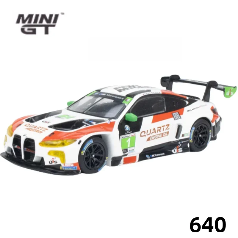 MINI GT 1:64 BMW M4 GT3 # 1 Racing Paul Miller IMSA Car Model 2023, brinquedos para meninos, peças de coleção para adultos, presentes de feriado para crianças