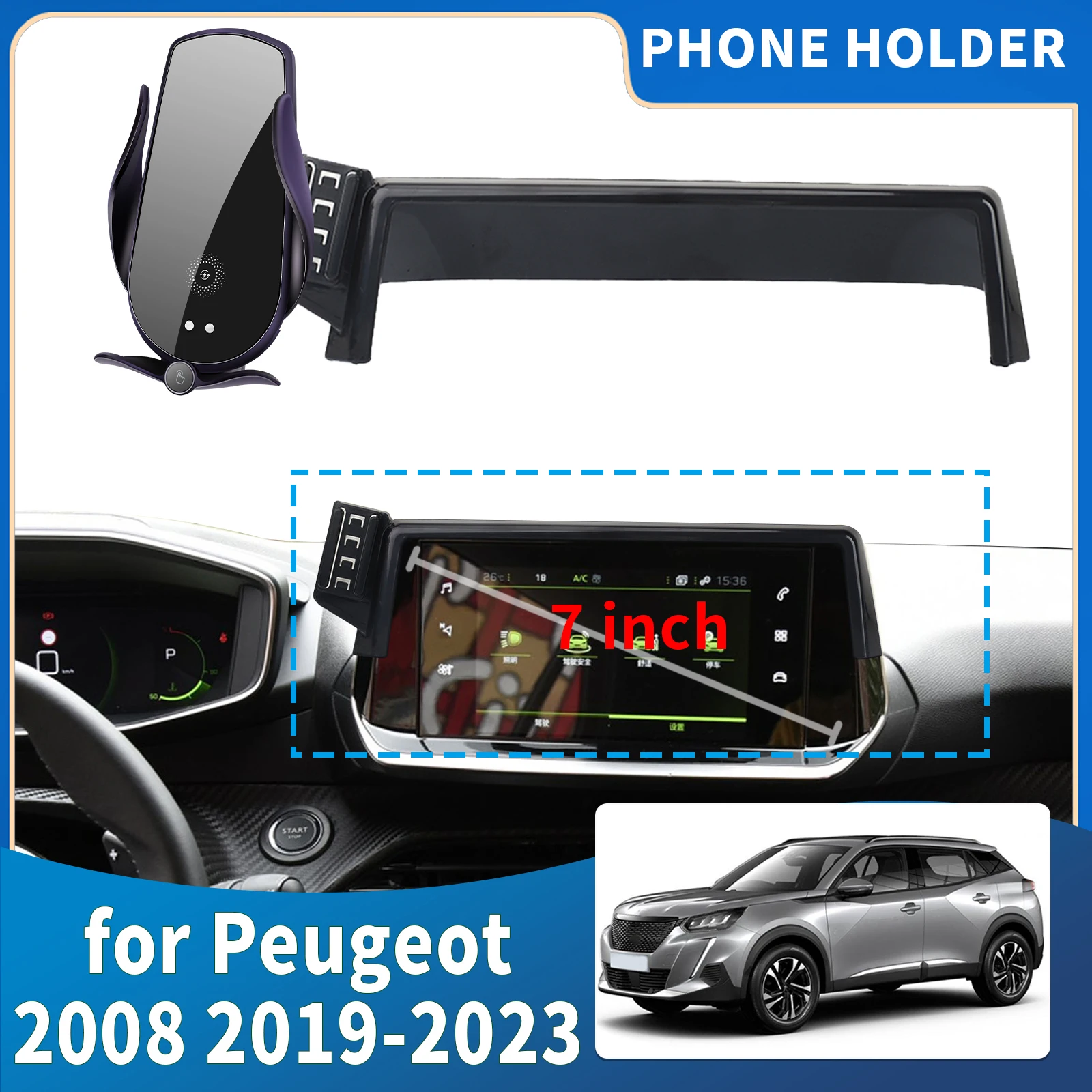 

fit for Peugeot 2008 2019 2020 2021 2022 2023 (7in) Integrated Screen Mount Phone Holder Mount Car accessoires