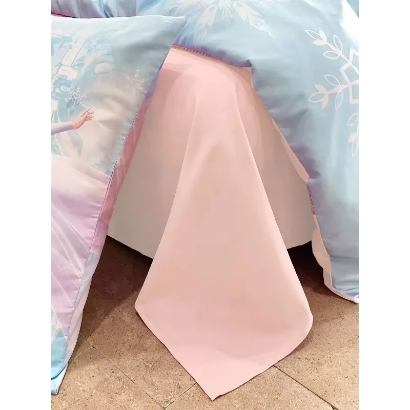 Disney Elsa Ice and Snow Princess Bed Sheets and Quilt Covers Four-piece Autumn and Winter Frosted Dormitory Children's Products