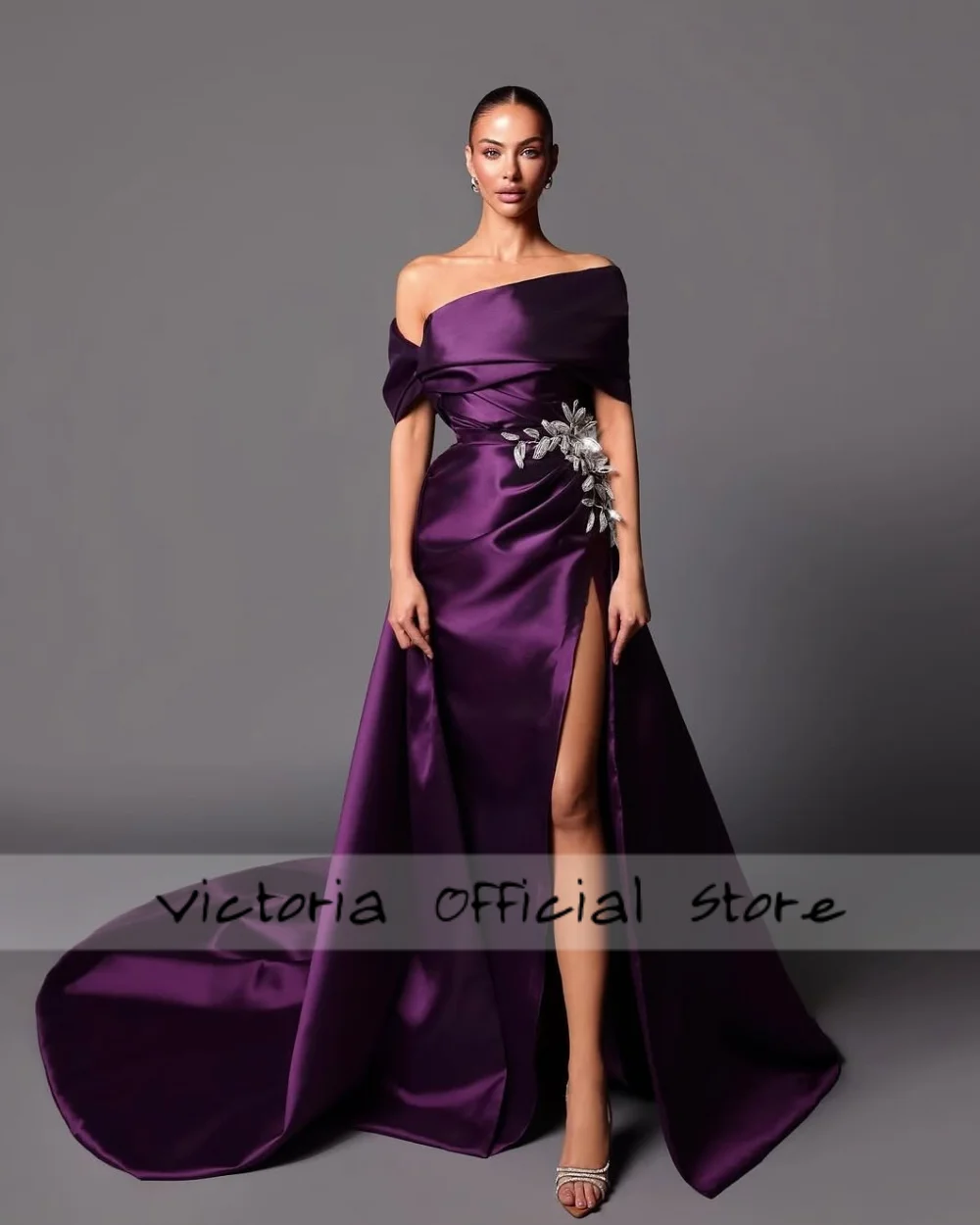 Elegant Purple Sweetheart luxurious Beads high quality Women Evening Dresses 2025 Slit wedding party Long dress Customized