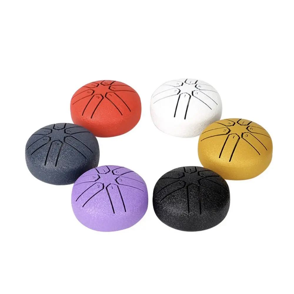 3 Inch Mini Steel Tongue Drum 6-Tone C Tuning Meditation Drum Carrying Bag with Drumsticks Hollow Drum Hand Pan Drum