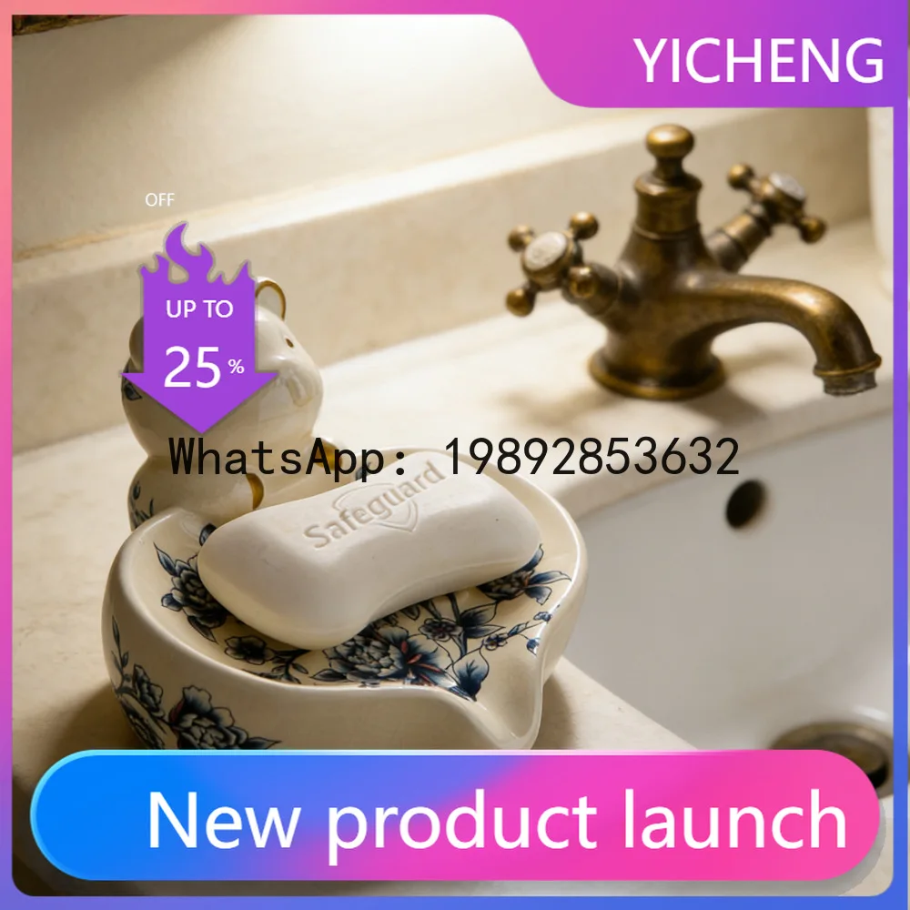 

LYY Retro ceramic soap dish - premium soap holder with drainage - stylish bathroom soap tray - high-end aesthetics