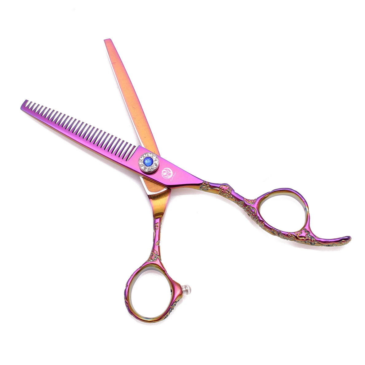 Professionelle Haarschere JP Edelstahl Haarschneideschere 5,5" 6" Friseursalon Effilierschere Regenbogen Haarschnittschere Z9002 – Detail 3