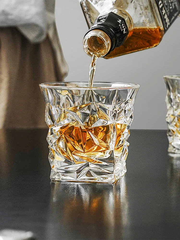 HeY LiLac 280ml Starry Sky Hand-Painted Whiskey Glass with Square Base & Round Rimn Heavy Bar Cup
