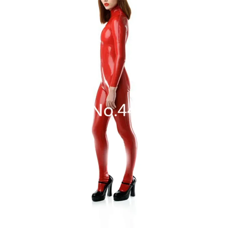 

Latex Rubber Bodysuit Tight Sexy Latex Catsuit with Socks Shoulder Zip Crotch Zip for Women