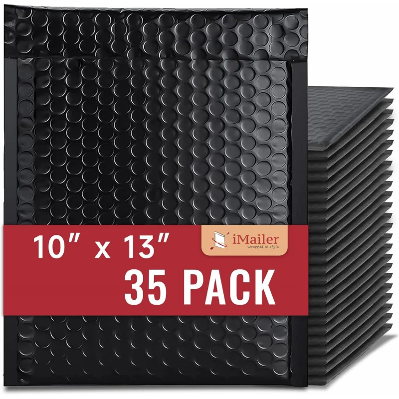 iMailer - 35 Counts - 10x13 Inch Bubble Mailers Bags Padded Envelopes Black with Self Seal Adhesive Strip