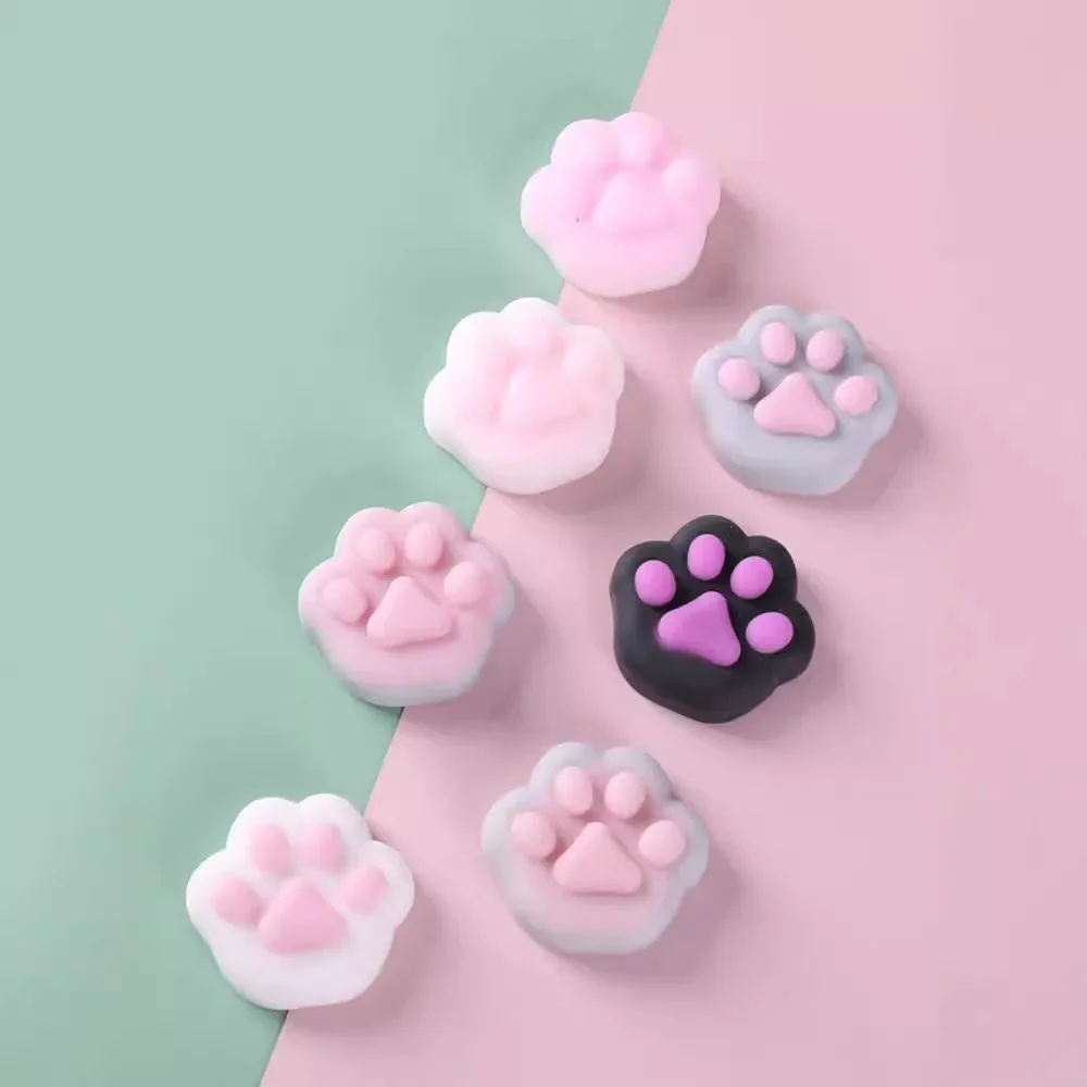 Cute Mini Cat Paw Squeeze Toy Cartoon Kids Sensory Toys Silicone Tpr Cartoon Fidget Toy Fidget Toy 3D Pinch Decompression Toy