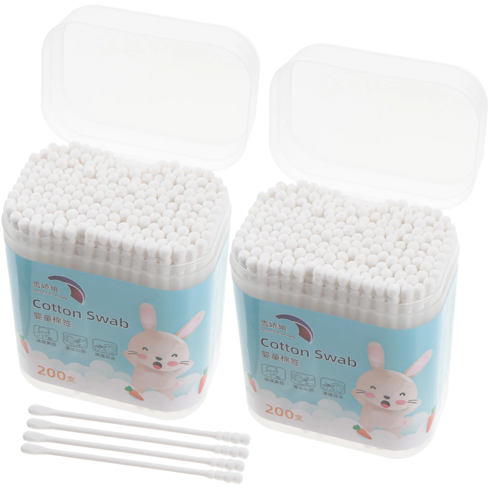 Nariz infantil Cotonetes de algodão, Paper Sticks, Baby Care Buds, Ear Cleaning Sticks, 2 caixas, 400pcs