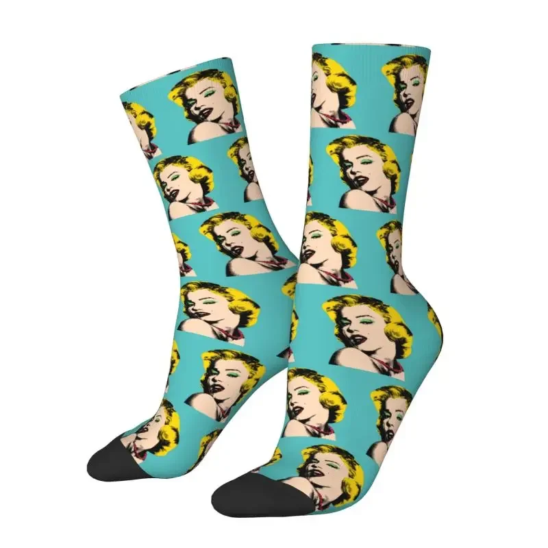 Pop Art Golden Girl Monroe Marilyns Crazy Crew Socks Unisex Funny 3D Printing Dress Socks