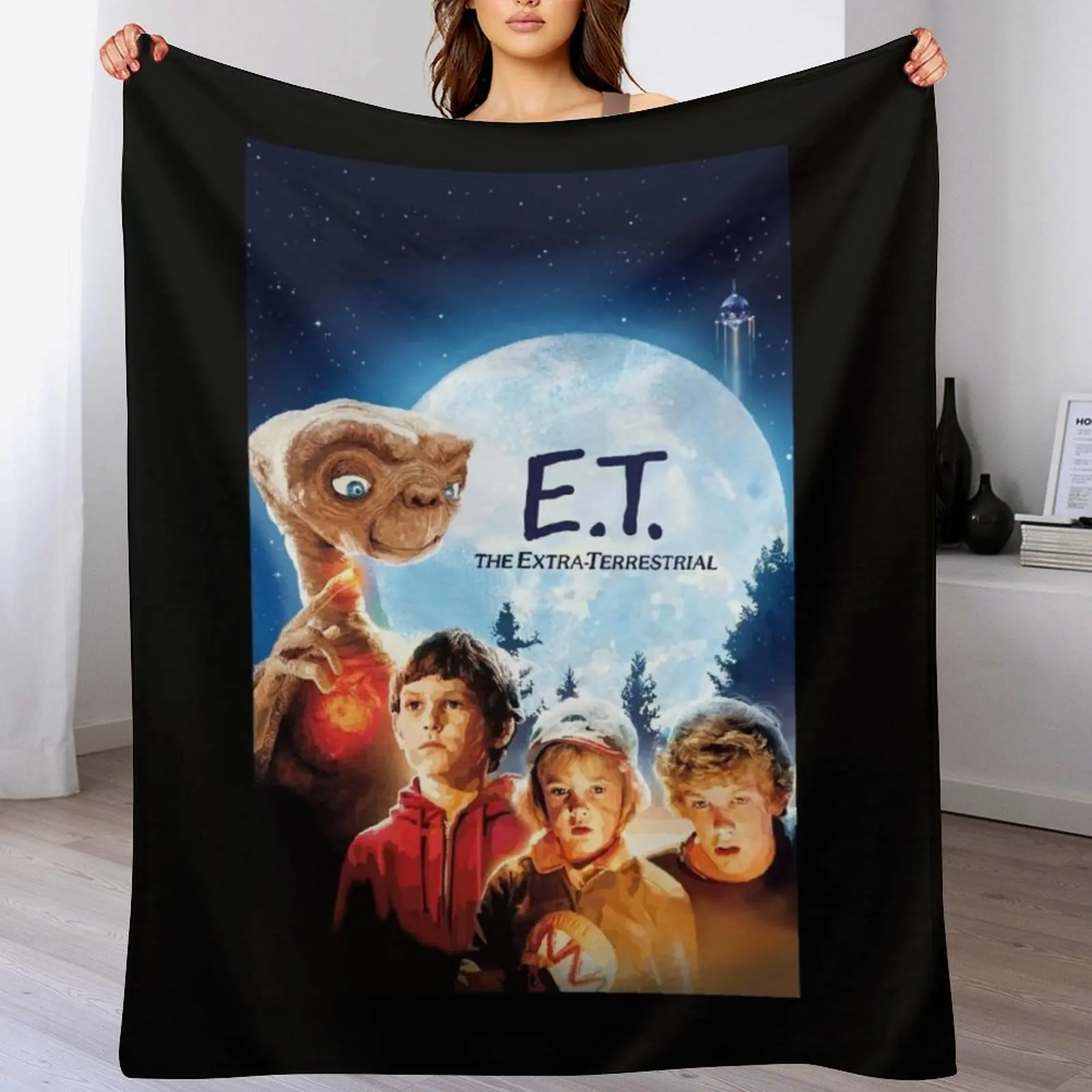 E.T. The Extra- Terrestrial Digital Illustration Throw Blanket Soft Beds For Baby Stuffeds Weighted Blankets