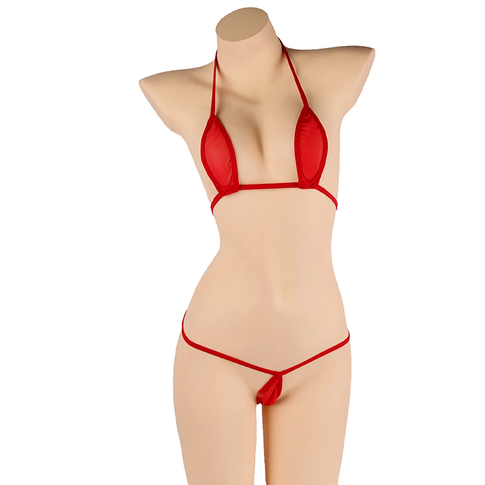 Women\'s Sexy Bikini Swimsuit Set with Transparent Thin mesh Three Point Thong Underwear