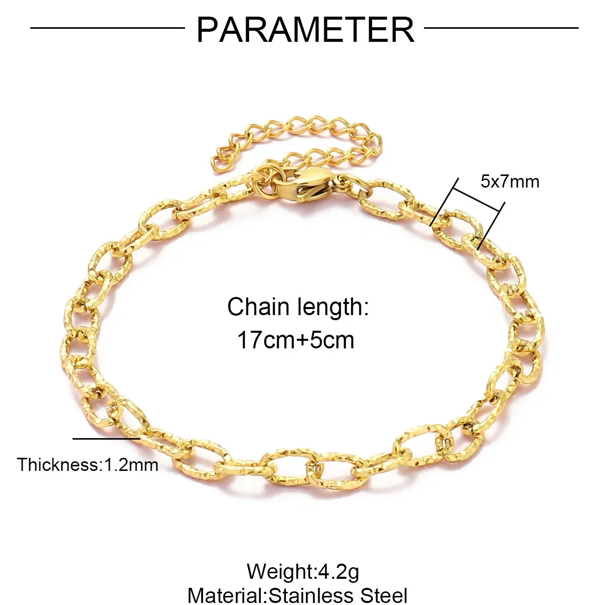 5 stks/partij RedBee 17-22 cm Rvs 4x12mm Paperclip Cross Link Chain Armband Vrouwen Handgemaakte DIY Charm Sieraden Maken