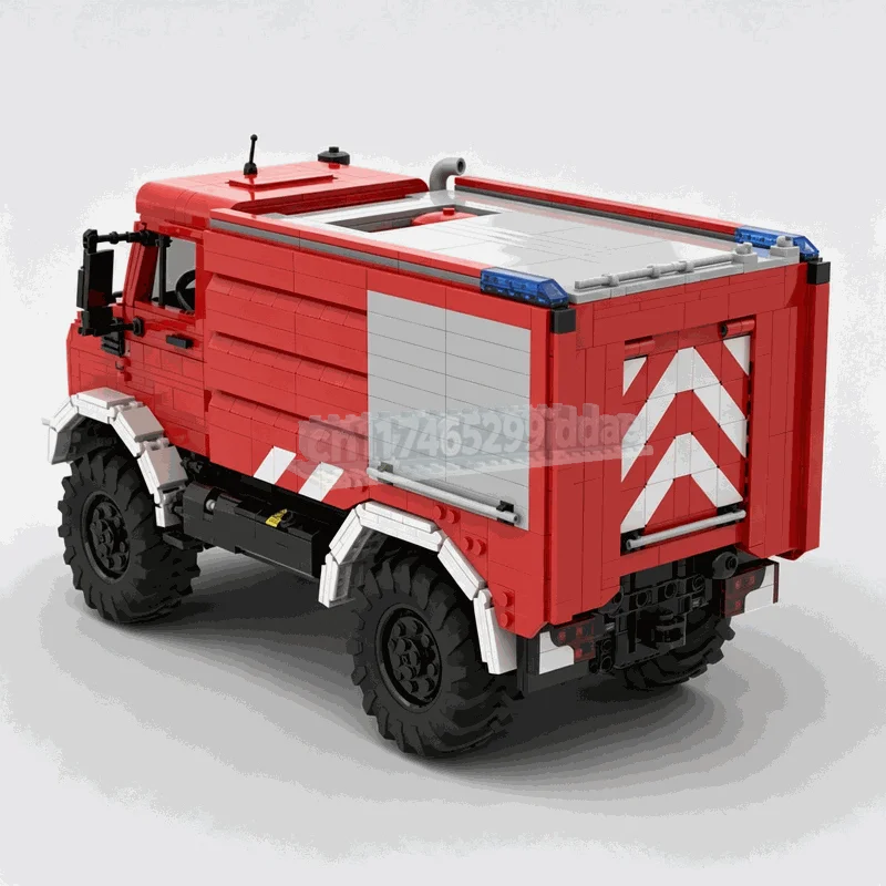 1154PCS Red Off Road Rescue Service Truck Building Blocks Technical Vehicle Model With Opening Compartments DIY Assembly Gifts