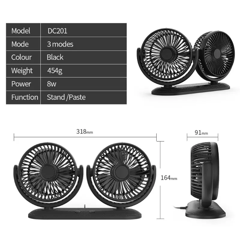 Auto doppia per ventola testa rotazione 360 gradi ventilazione condizionatore d Mini Air Coo