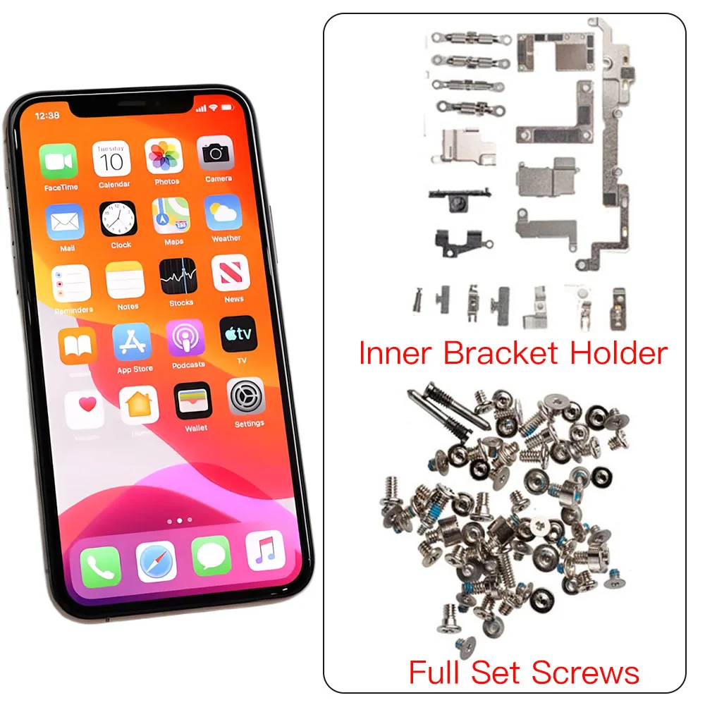 Inner Metal Bracket Holder Kit + Full Set Screws For iPhone 7 8 Plus X XR XS Max Small Part Replacement