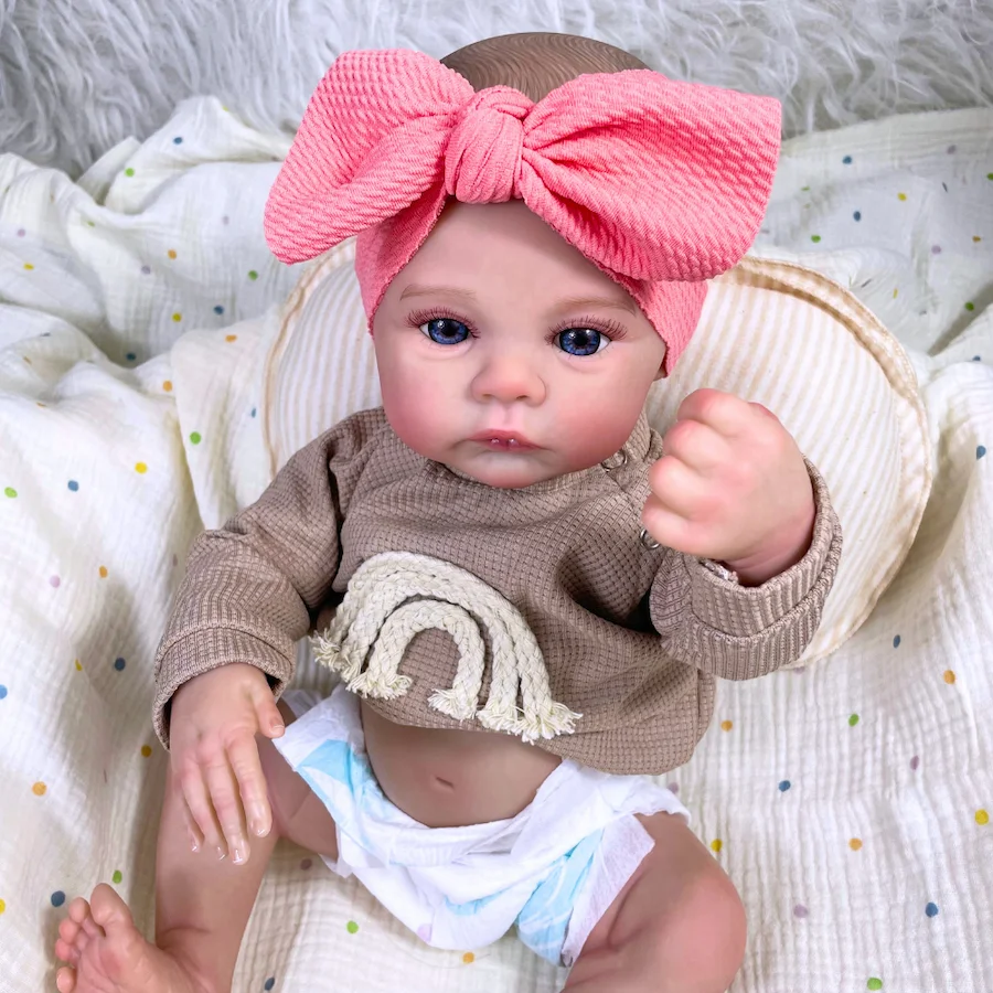 

18 Inch Meadow Reborn Baby Doll Lifelike Newborn Baby Full Vinyl Body Girl Washable Handmade Toy Christmas Gift