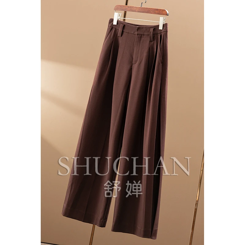 Celana Kaki Lebar Lurus Pinggang Tinggi Longgar dan Mudah Wanita 16E5 Pantalon Mujer Verano 2025 Musim Gugur
