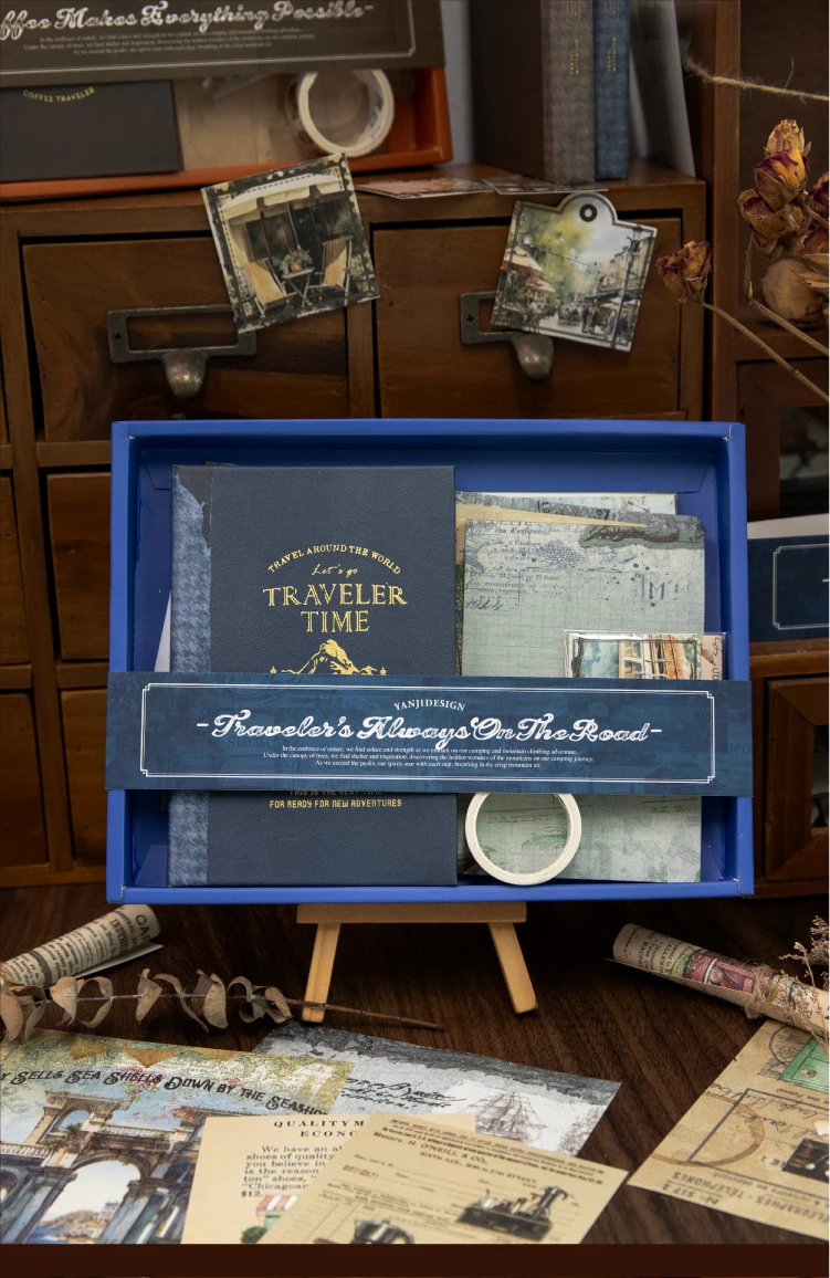 Journal GO 65-teiliges Set Retro Journaling Geschenkbox, Komplettes Vintage Scrapbook-Kit mit Papier & Aufklebern für Planer, Junk Journals – Detail 11