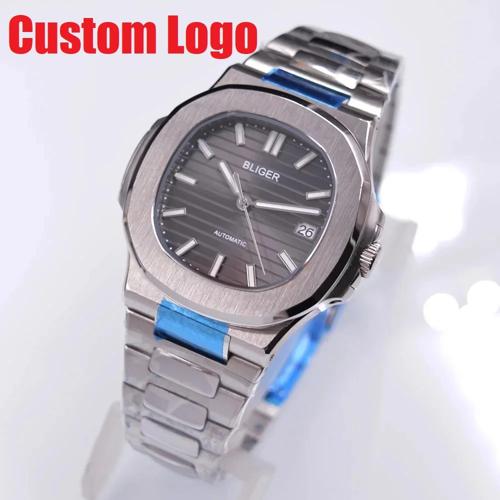 40mm Bliger NH35 Automatic Machinery Winding Movement Watch  Date Indicator Sapphire Square Case Luminous Watch