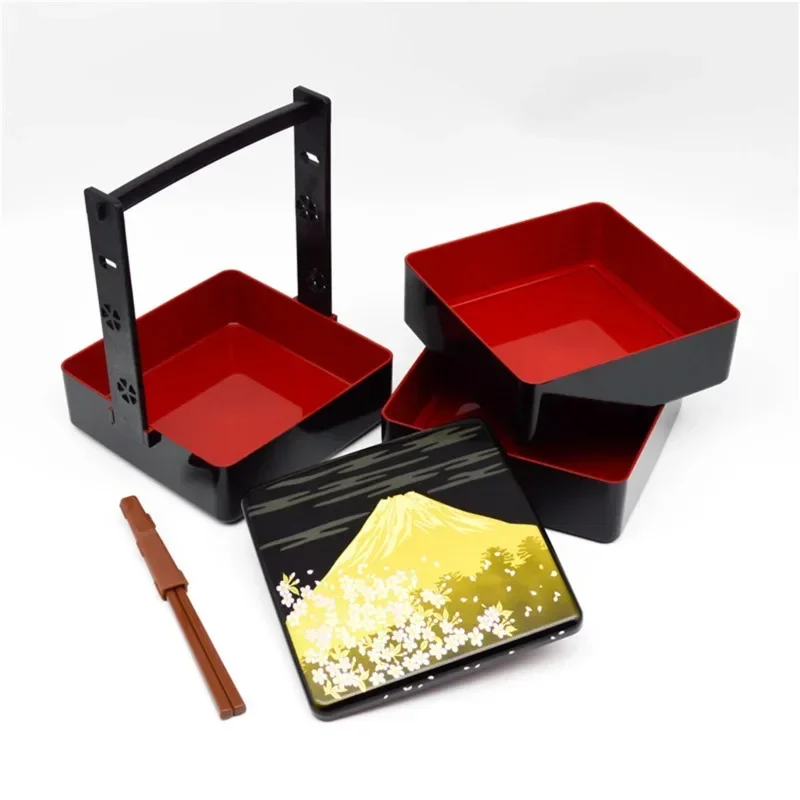 Leakproof 3-Layer Japanese Bento Box, Multi-compartment Lunch Container for Sushi, Dim Sum & Takeaway Food