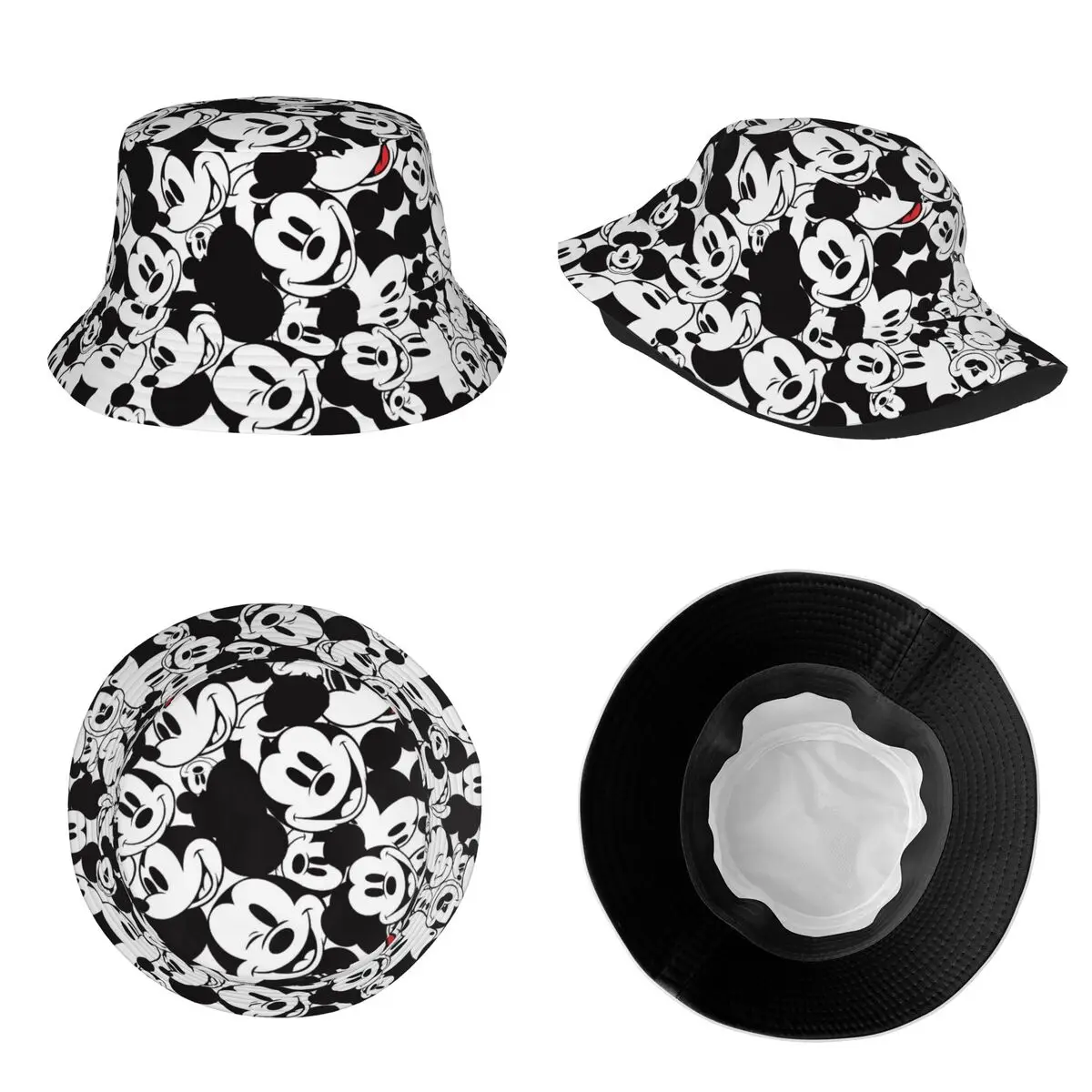 Women Harajuku Mickey Friends Bucket Hat Accessories Bob Hat For Picnic Headwear Lightweight