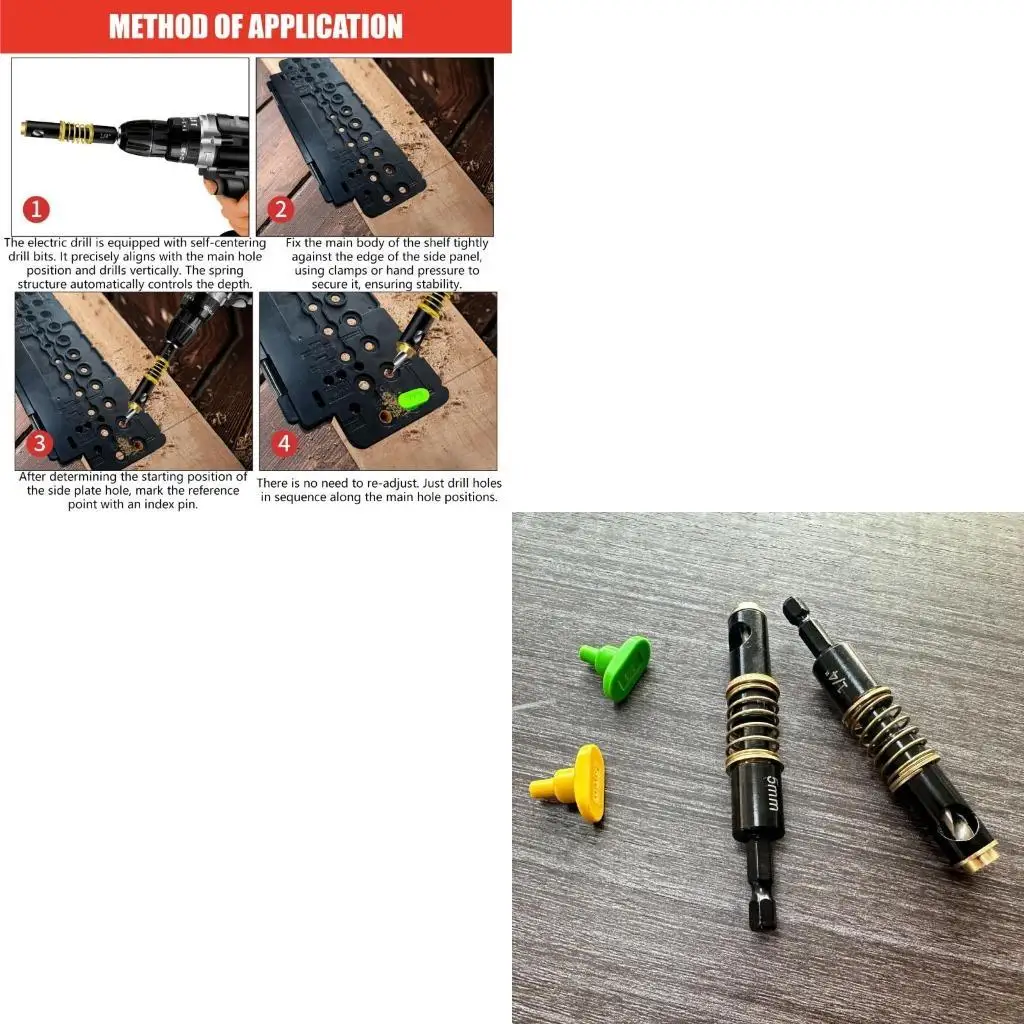 Spring Assisted Centering Drill Bit Set in Plastic Jig Housing with Dedicated Storage for Accessories