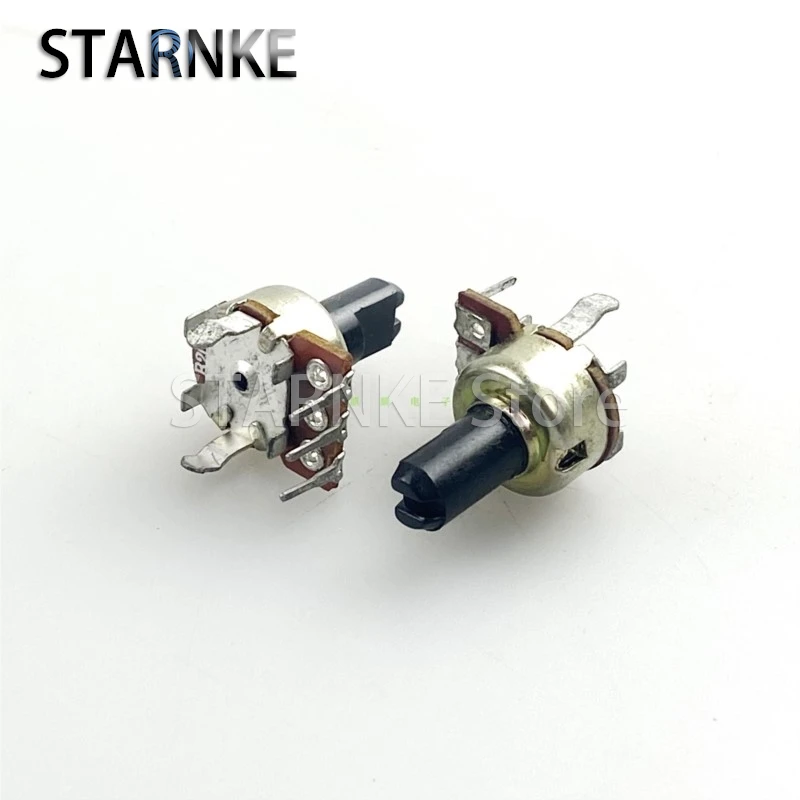 5PCS 12 Type B20K Bend Feet Vertical 3-Pin Single Radio Amplifier Audio Volume Potentiometer D Shaft Length 11mm