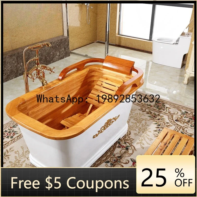 W31- Beauty Salon Club Oak Wood Bath Bucket Wooden Bathtub