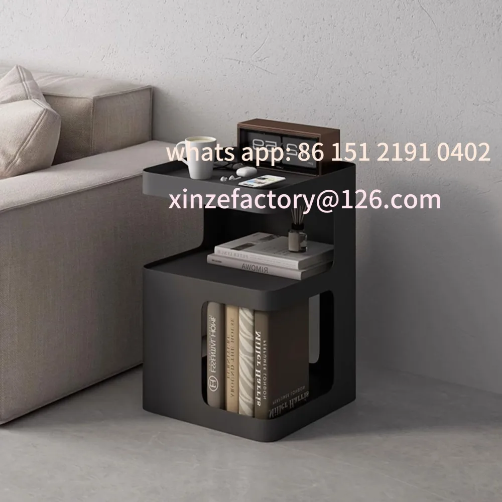 Customizable Modern Metal Side Table,  No Assembly Required for Bedroom Living Room 3-Tier Nightstand with Storage