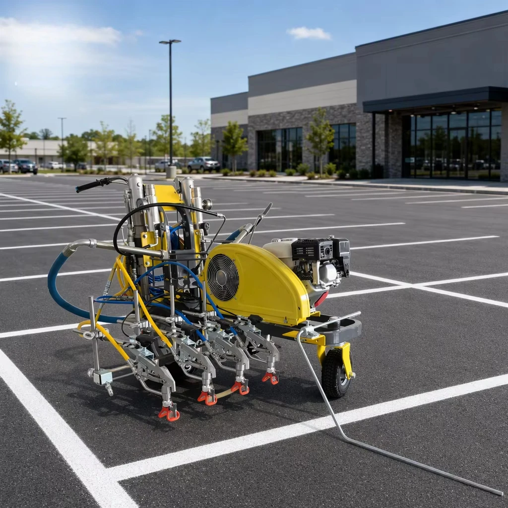 Professional 4 Guns Hydraulic Road Marking Machine High Pressure Airless Cold Spray Line Striper for Highway and Airport