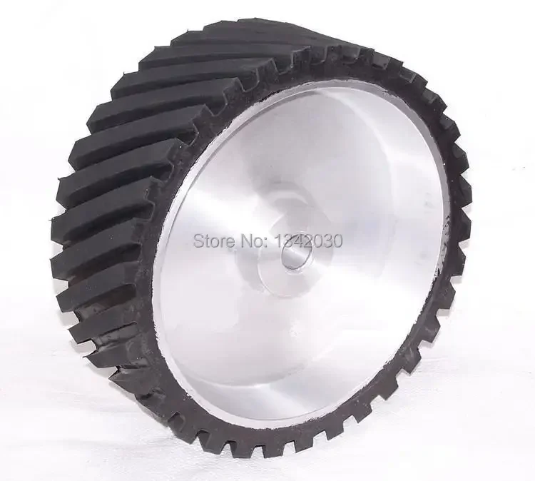 300*50*25mm Grooved Rubber Wheel Belt Sander Polisher Wheel Sanding Belt Set Contact Wheel