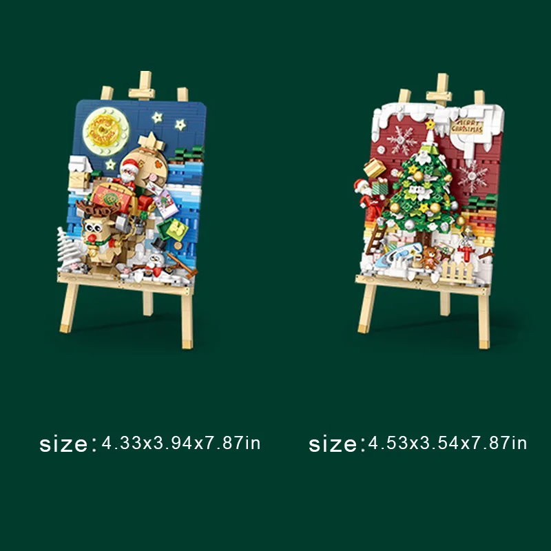 LOZ 1282 Santa Christmas Tree Christmas Painting Stand Home Decoration  Mini Building Blocks for Christmas Gifts