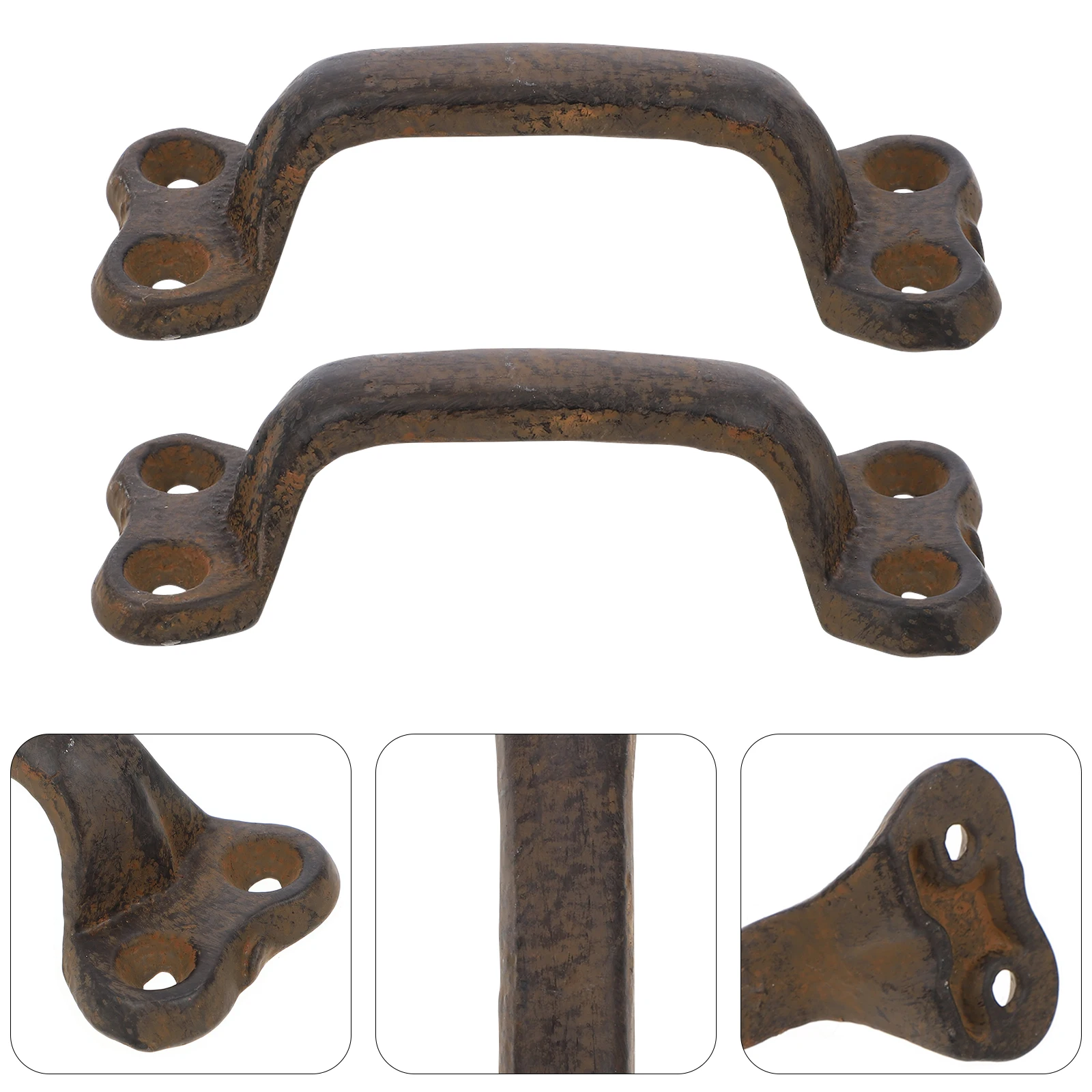 

2 Pcs Iron Door Cast Iron Handles Handles Black Barn Pulls for Garage Hardware Corrosion Resistance