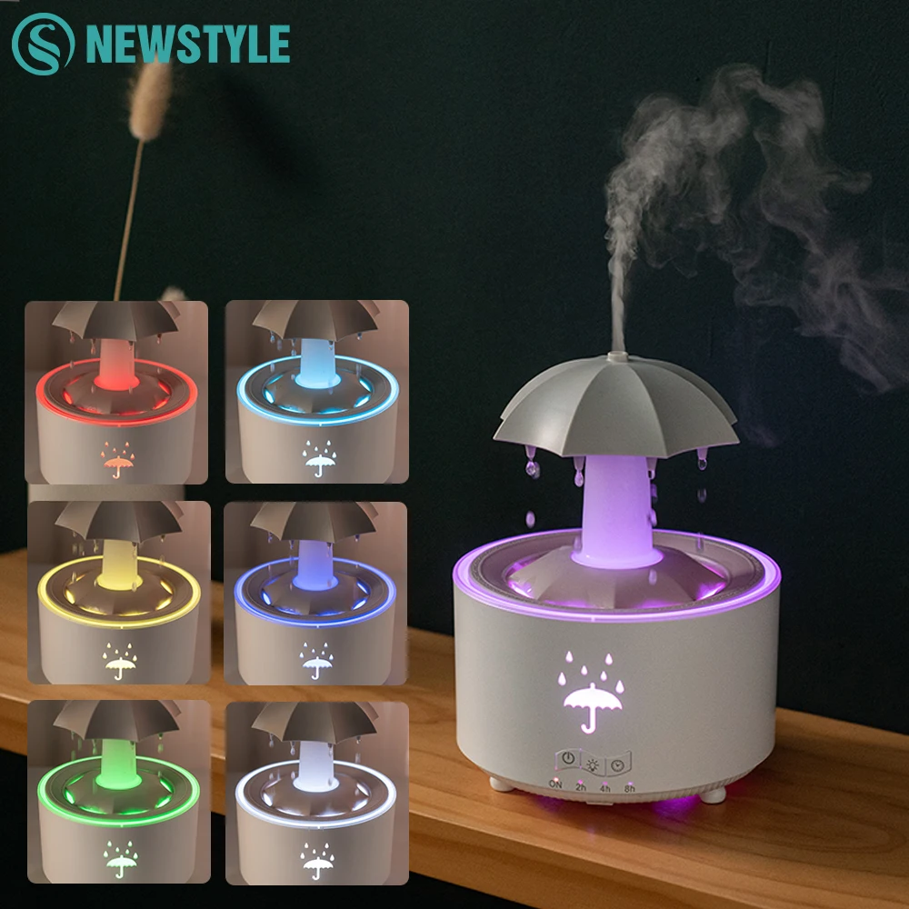 UFO Umbrella Essential Oils Diffuser Large Capacity Humidifier Christmas Jellyfish Aroma Diffuser Raindrop Sleeping Night Lights