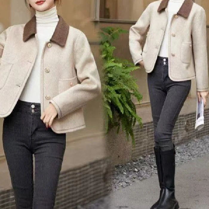 Elegant  Style Women's Jacket Autumn Winter Fashionable Thin Polyester Fiber  Collar Casual Style Online Exclusive