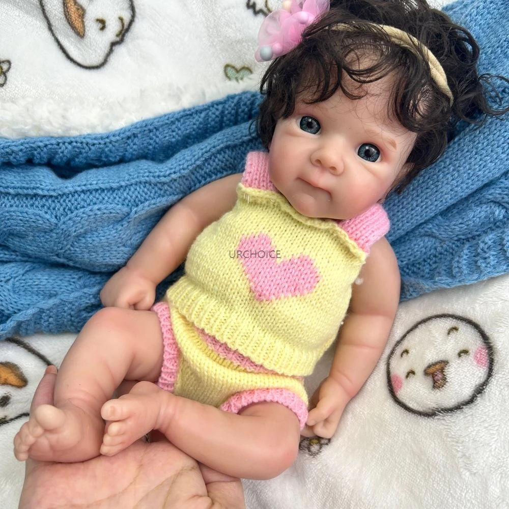 Mini 12 Zoll Baby Mädchen Bettie mit verwurzelten Haaren Vollweiche Silikon Reborn Puppe Realistische Entzückende Waschbare Puppe Spielzeug Weihnachtsgeschenk