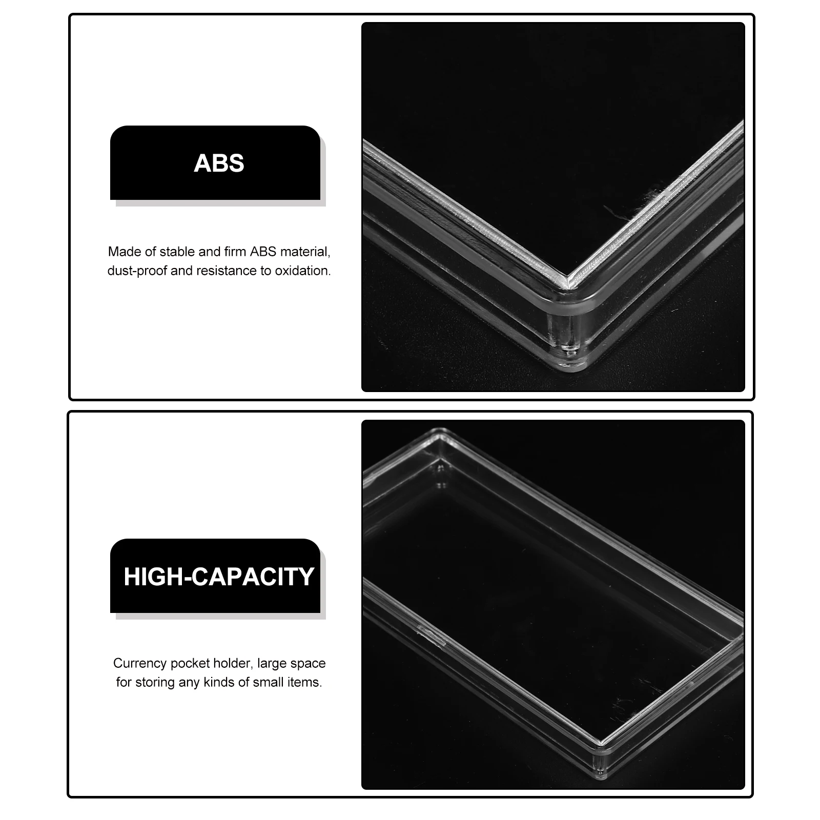 Banknote Storage Box 100 Notes ABS Dust Proof Money Holder Paper Bill Collector Case Commemorative Currency Organizer Key Safe