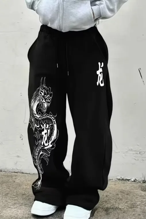 2026 Japanese Aesthetic Pattern 3D Printed Pants, Unisex Oversized Casual Sports Pants, Street Pants, Gothic Loose Fit Kids