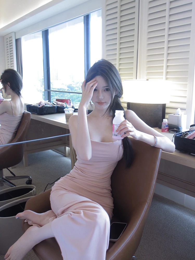 

Chill Qingtao Spring Peach Soft Pure Desire with Silk Waist Pad Wrap around Fi Tail f Skirt Set Women's Faion Ensemble