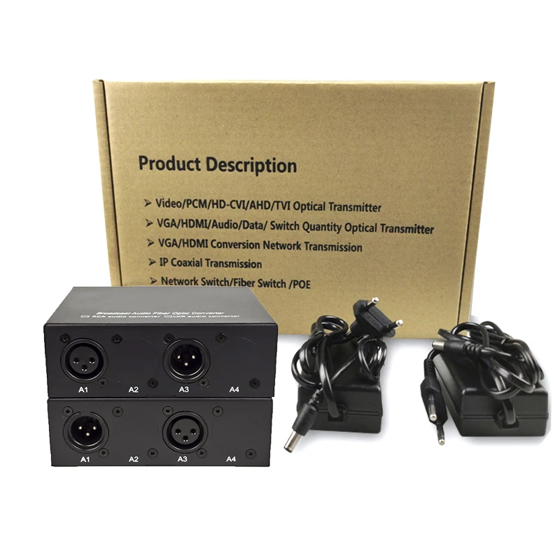 1-kanaals Bidirectionele Xlr Audio-Naar-Vezelconverter Gebalanceerde Audio-Naar-Vezelzender Ontvangerset Sm Fc Voor Audiosystemen