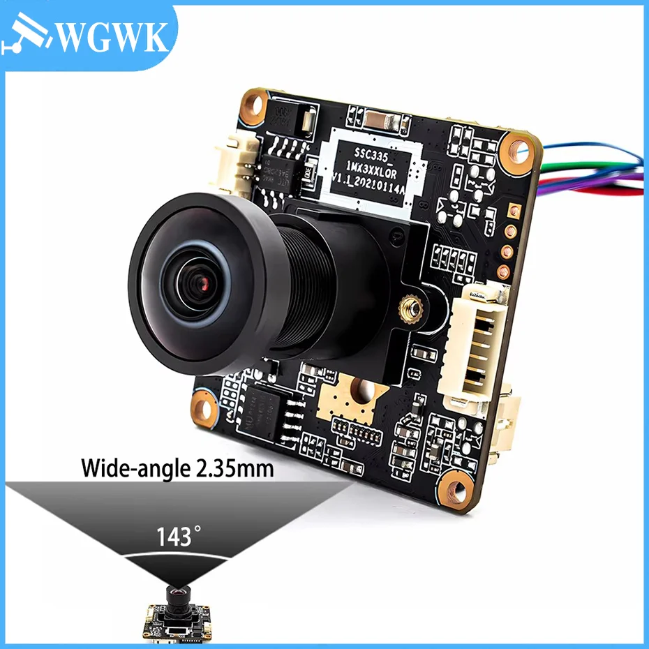 WGWK IMX307 3MP IP Camera Board Module 180° Fisheye Lens 1.5mm Ultra Low Illumination POE Onvif H.265 RTSP Security Webcam